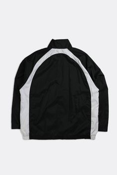 Sourced in CanadaMeasurementsSize: LPit to Pit: 26.5"Arm: 25"Length: 30"Condition: Good vintage conditionMaterial Composition: Colours: 100% nylon, White & Lining: 100% polyesterColour: Black, white White Nylon Windbreaker For Winter, White Nylon Winter Windbreaker, Winter White Nylon Windbreaker, White Nylon Track Jacket For Winter, White Sporty Nylon Track Jacket, White Nylon Sporty Track Jacket, Functional White Nylon Outerwear, Functional White Outerwear For Streetwear, White Functional Streetwear Outerwear