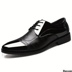 Russoo - Classic Formal Color Block Mens Pointed Toe Dress Shoes Ideal for Weddings, Business, and Parties Wedding Dress Shoes With Pointed Toe For Spring, Wedding Dress Shoes For Spring With Pointed Toe, Fitted Pointed Toe Wedding Dress Shoes, Fitted Pointed Toe Dress Shoes For Wedding, Spring Formal Wedding Shoes Lace-up, Spring Wedding Round Toe Dress Shoes, Spring Wedding Dress Shoes With Round Toe, Lace-up Wedding Shoes, Lace-up Dress Shoes For Wedding