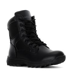 LIGHTWEIGHT, BLACK TACTICAL BOOTSLace-up for work in this mid-calf height Stout Tactical Boot by Eurostar. This tactical-cut collar for comfort and flexibility is ideal for law enforcement professionals and public safety workers. Made from Synthetic Materials Padded Tongue and Sides for Comfort Soft Round Toe Lightweight, Durable Synthetic Leather and Updated Textile Upper Lightweight Shock Absorbing Midsole TPR Outsole with Zigzag Tread for Traction Shaft Measures Approximately 6” In Height fro Public Safety, Tactical Boots, Law Enforcement, Lace Boots, Mid Calf, Combat Boots, Womens Boots, Lace Up, Collar