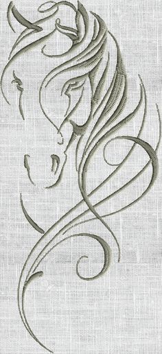 a drawing of a woman's face with long hair and flowing lines on it