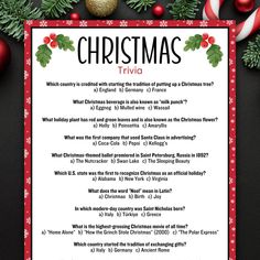 a christmas trivia with ornaments and candy canes