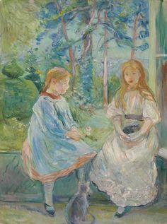 two women sitting on a bench in front of trees carry - all pouch featuring the painting