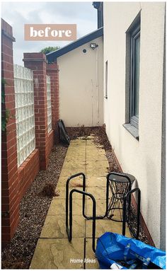 before and after photos of a small back yard