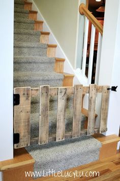 the stairs are made out of pallets and wood