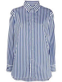 Navy Striped Shirt, Blue And White Striped Shirt, Classic Wardrobe, Oversized Shirt, Blue Shirt, Striped Long Sleeve, Lanvin, Striped Shirt, Blue Stripes