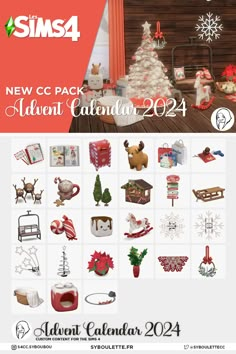 an advert for the new christmas calendar, with images of santa and other holiday items