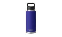 the yeti water bottle is shown in blue