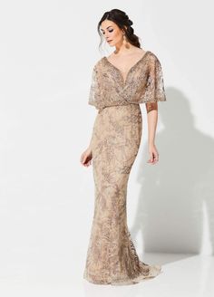 Ivonne D for Mon Cheri - 219D72W Embroidered Deep V-neck Sheath Dress Mother Gown, Mog Dresses, Horsehair Hem, Mon Cheri Bridal, Bride Gown, Bride Outfits, Flare Gown, Embroidered Kimono, Proposal Box