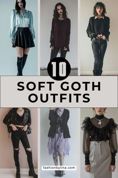 10 Soft Goth Outfit Inspirations You Will Love! – fashionbylina.com Soft Summer Dark Academia, Alternative Layered Outfits, Grown Up Goth Outfits, Corporate Goth Capsule Wardrobe, Grown Up Goth Fashion, Goth Country Outfits, Dark Fashion Women, Goth Fashion Outfits, Light Goth Outfits