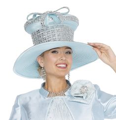 Elite Champagne H6107 Light Blue brim hat Fitted Light Blue Hat For Summer, Light Blue Fitted Hat For Royal Ascot, Fitted Light Blue Hat For Royal Ascot, Light Blue Fitted Hat With Curved Brim, Fitted Light Blue Hat With Curved Brim, Gold Light, Matching Dresses, Mint Green, 1 Piece