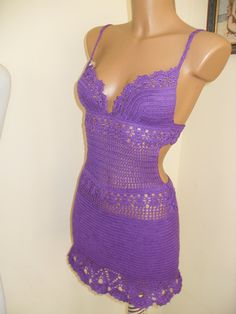 Delicate purple  lace dress, hand crocheted. Woven from mercerized cotton. Washable at 30 degrees, not deformed during drying. Can be worn without lining on hot days Suitable for the beach. bust  84 cm waist  60cm hips    90 cm length  80 cm CUP 32-A,B Another size only on order waist, hips bust Handmade Lace Crochet Dress, Fitted Crochet Dress With Crochet Trim For Party, Fitted Purple Crochet Top For Vacation, Fitted Purple Mini Dress For Beach, Purple Fitted Mini Dress For Beach, Purple Fitted Mini Dress For The Beach, Purple Crochet Lace Top For Summer, Fitted Purple Crochet Top For Spring, Purple Crochet Top For Beach