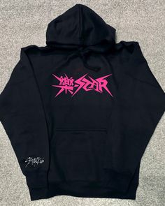 Rock-Star hoodie. Each jumper is created to order. design is hot pink htv on chest of black hoodie with white htv on sleeve.  Get in touch if you want to personalise colour of the hoodie or design Nicki Concert, Teen Doctor, Star Hoodie, Band Hoodies, Order Design, Black And Pink, Rock Star, Pink Hoodie, Daughter Love