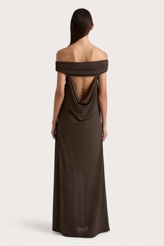 A floor-grazing maxi dress, designed from a textured jersey in a rich chocolate hue. Luxurious in feel but soft in stretch, it is fitted through the upper body before falling into a floating skirt with a slight flare. The back features a round cut-out detail with low draping. Intended to be worn on special occasions. Dress To Jumpsuit, Maxi Dress Sale, Color Chocolate, Faithfull The Brand, New Print, Chocolate Brown, Upper Body, Dress Brands, Playsuit Jumpsuit