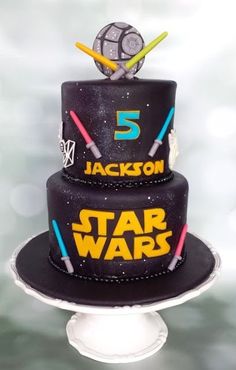 a star wars themed cake with lights on it