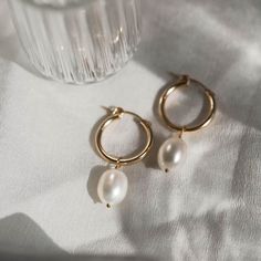 Initial Earrings, Pearl Dress, Airtight Containers, Jewelry Photography, Jewelry Inspo, Online Earrings, Pearl Drop, Handmade Sterling Silver, Handmade Earrings