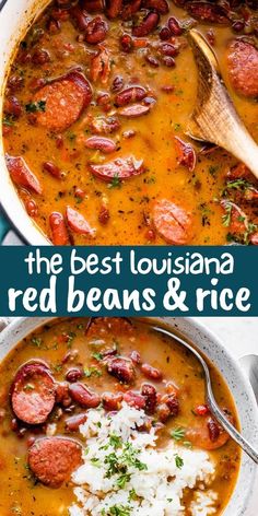 two bowls filled with red beans and rice