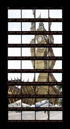 the big ben clock tower towering over the city of london is shown in multiple pictures