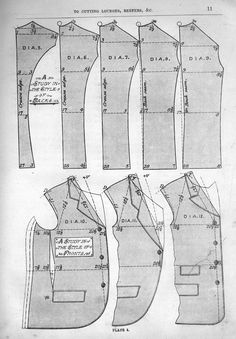 an old fashion sewing pattern showing the front and back views of vests, with instructions for