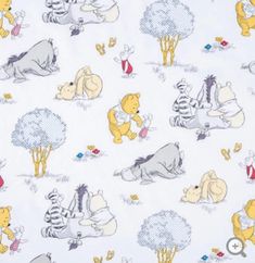 winnie the pooh and friends pattern on white fabric