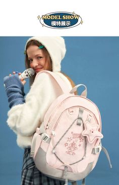 UFO Back to School Backpack | Three Fleas Cute Pink Backpack For Outdoor Activities, Trendy Backpack For Outdoor Activities, Playful Pink Backpack For Outdoor Activities, Multifunctional Pink Backpack For Outdoor Activities, Portable Pink Backpack For Outdoor Activities, Trendy Pink Outdoor Backpack, Multifunctional Pink Backpack For Outdoor, Portable Pink Backpack For Outdoor Use, Pink Backpack For Outdoor Use