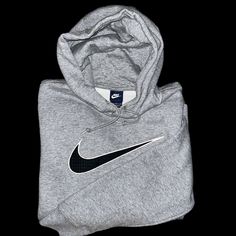 Nwot Nike Gray Hoodie With Logo Swish Mens Size Large Pristine Condition Stores In A Smoke/Pet Free Environment Front Kangaroo Pocket Drawstring Hood Interior Fleece Is Still Fluffy Pit To Pit Laid Flat 26 Inches Length 28.5 Inches Prompt Shipping Cross Posted Gray Hoodie, Nike Shirts, Grey Hoodie, Hoodie Jacket, Kangaroo Pocket, Kangaroo, Nike Men, Mens Shirts, Man Shop