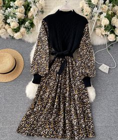 A line long sleeve floral dressFabric: blendedColor: picture A BSize(cm): free sizelength 110 bust 80-114 waist 60-90 sleeve length 61 Black Long Sleeve Evening Dress For Spring, Chic Long Sleeve Floral Dress For Fall, Chic Floral Dress For Fall, Winter Long Sleeve Maxi Dress, Fall Floral Print Midi Length Dress, Chic Floral Print Maxi Length Long Sleeve Dress, Chic Long Sleeve Maxi Dress With Floral Print, Chic Long Sleeve Floral Dress, Casual Long Sleeve Maxi Dress With Floral Print