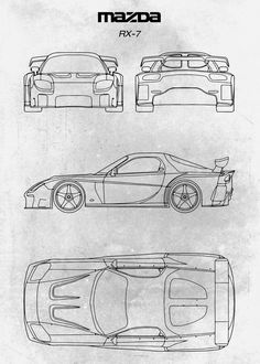 the blueprint drawing shows three different types of cars