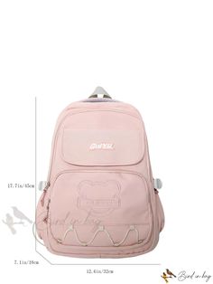 Bird in Bag - Fashionable Nylon Laptop Bag with Adjustable Strap for Women and Girls Trendy Nylon Bags For Back To School, Trendy Pink Nylon Backpack, Trendy Nylon Bags For Students, Pink Nylon Shoulder Bag For School, Casual Pink Nylon Shoulder Bag, Portable Pink Nylon Bag, Classic Backpack, Bird In Bag, Laptop Bag