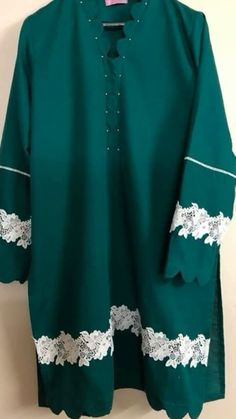 Neck Designs For Pakistani Suits, Kameez Designs With Laces, Lace Kurta Designs Women, Khaddar Dresses Design, Pakistani Dress Pattern, Khaddar Kurta Designs, Pakistani Lace Kurtas