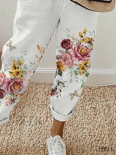 Ebeek - Curated Collection of Womens Plus Size Casual Pants with Butterfly Print, Elastic Drawstring, High Rise and Optimum Stretch for a Comfortable and Trendy Look Plus Size Casual, Butterfly Print, Casual Pants, High Rise, Plus Size, Elastic, Pants, Trousers