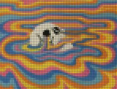 a cross stitch pattern with an image of a dog in the center