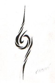 a black and white drawing of a spiral design on a sheet of paper with the word tattoo written in it