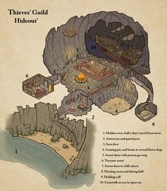 an illustrated map shows the location of thieve's guide to hidout