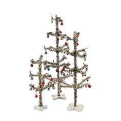 a christmas tree made out of small ornaments