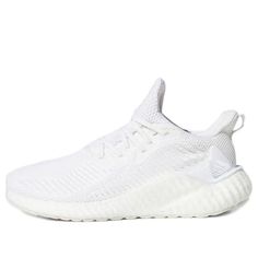 (WMNS) Adidas AlphaBoost 'White Linen' EF1182 (SNKR/Unisex/Low Top/Non-Slip/Pure White/Shock-absorbing) White Athleisure Sneakers With Athletic Fit, White Athleisure Sneakers, Athletic Fit White Moisture-wicking Sneakers, Casual Summit White Sneakers For Running Errands, Casual Summit White Sneakers For Errands, White Athleisure Running Shoes, Casual White Moisture-wicking Running Shoes, Comfortable White Running Shoes With Laces, White Running Shoes With Athletic Fit