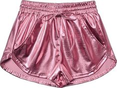 Metallic Shorts, Thick Fabric, Size Medium, Elastic, Texture, Pink, Women Shopping, Color