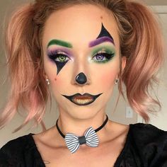 Horror Smink, Simple Clown Makeup, Nem Halloween Makeup, Makijaż Sugar Skull, 2018 Hairstyles, Pelottava Halloween, Maquillage Halloween Simple, Obličejové Masky, Makeup Clown