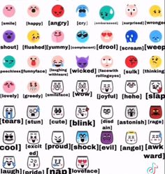 an image of different types of emoticions on a sheet of sticker paper