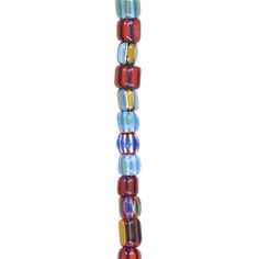 multicolored glass bead necklace on white background