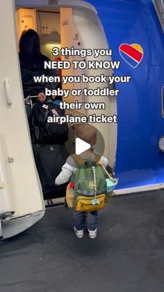 a little boy is getting out of an airplane