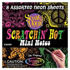 scratchin'hot mini notes 8 assorted neon sheets, each with different designs