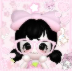 a digital painting of a girl with pink glasses