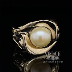 14 karat yellow gold pearl freeform ring Heirloom Style Gold Pearl Ring With Polished Finish, Oval Gold Pearl Ring, 14k Yellow Gold High Luster Pearl Ring, Heirloom Pearl Ring In Yellow Gold With High Luster, 14k Gold Pearl Ring With High Luster, Unique 14k Yellow Gold Pearl Ring, Unique Yellow Gold Pearl Ring For Anniversary, Heirloom Gold Pearl Rings, Unique Gold Pearl Ring For Formal Occasions