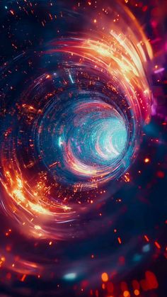 an image of a blue and red spiral in the middle of some lightenings