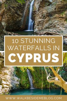 waterfalls in cyprus with text overlay that reads 10 stunning waterfalls in cyprus