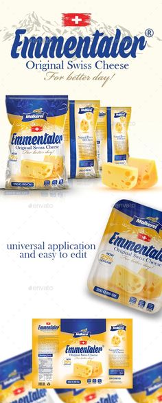 an advertisement with cheese on it, and the words'emmenaler'written in