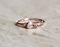 14K Gold Morganite Diamond Ring, "Pink Champagne" Ring, Engagement Ring, Dainty Engagement Ring, Mor Feminine Pink Wedding Rings, Blush Ring With Center Stone For Promise, Blush Promise Ring With Center Stone, Delicate Morganite Promise Ring, Oval Pink Morganite Diamond Ring, Delicate Morganite Rings For Promise, Dainty Oval Rose Gold Wedding Ring, Oval Pink Promise Ring, Pink Oval Promise Ring