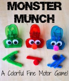 Monster Munch, Chip Clips, Preschool Fine Motor, Gross Motor Activities, Motor Skills Activities, Street Party, Game For Kids, Skills Activities