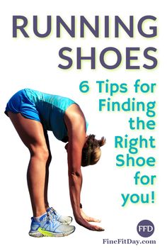 a woman in blue shorts and sneakers is doing a yoga pose with the words running shoes 6