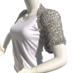 This Silver Gray Wedding Bolero is a perfect accessory for your summer outfit. It gives an elegant silky touch and is proper for the late spring and the summer months. Be the star at the dancing with this lightweight loose shrug. It matches perfectly with an evening dress as well over a party top. This bolero is quite stretchy. Ask for a Custom order to fit exactly your size ot choose it according to the measures given below. It is available in Plus size also. Please contact us to send us your m Elegant Fitted Festive Shawl, Fitted Elegant Shawl For Festive Occasions, Fitted Shawl For Party And Festive Occasions, Silk Fitted Shawl For Parties, Fitted Silk Shawl For Party, Fitted Silk Shawl For Evening, Fitted Bohemian Shawl For Wedding, Fitted Shawl For Summer Party, Fitted Shrug For Summer Wedding